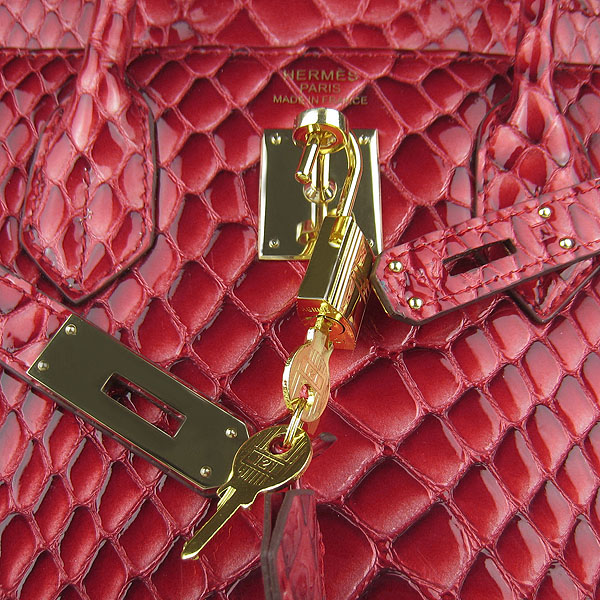 Replica Hermes Birkin 30CM Fish Veins Leather Bag Dark Red 6088 On Sale